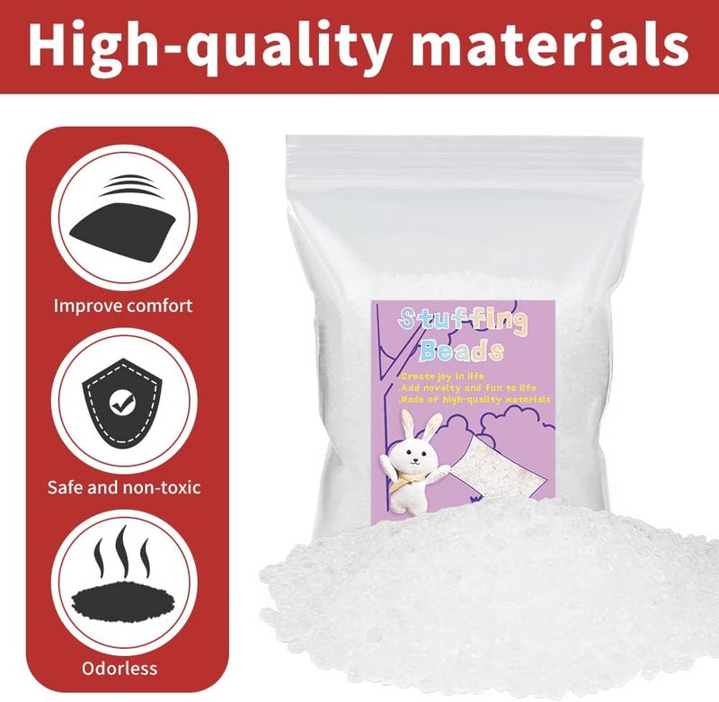 FTEVEN 350g / 12.3oz Stuffing Beads, Premium Plastic Weight Stuffed Beads, Polyethylene Filler Bead, Plastic Transparent Stuffing Bead for Filling Bean Bags, Animal DIY Crafts - Image 3
